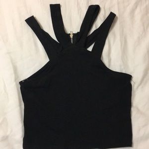Casual black crop top